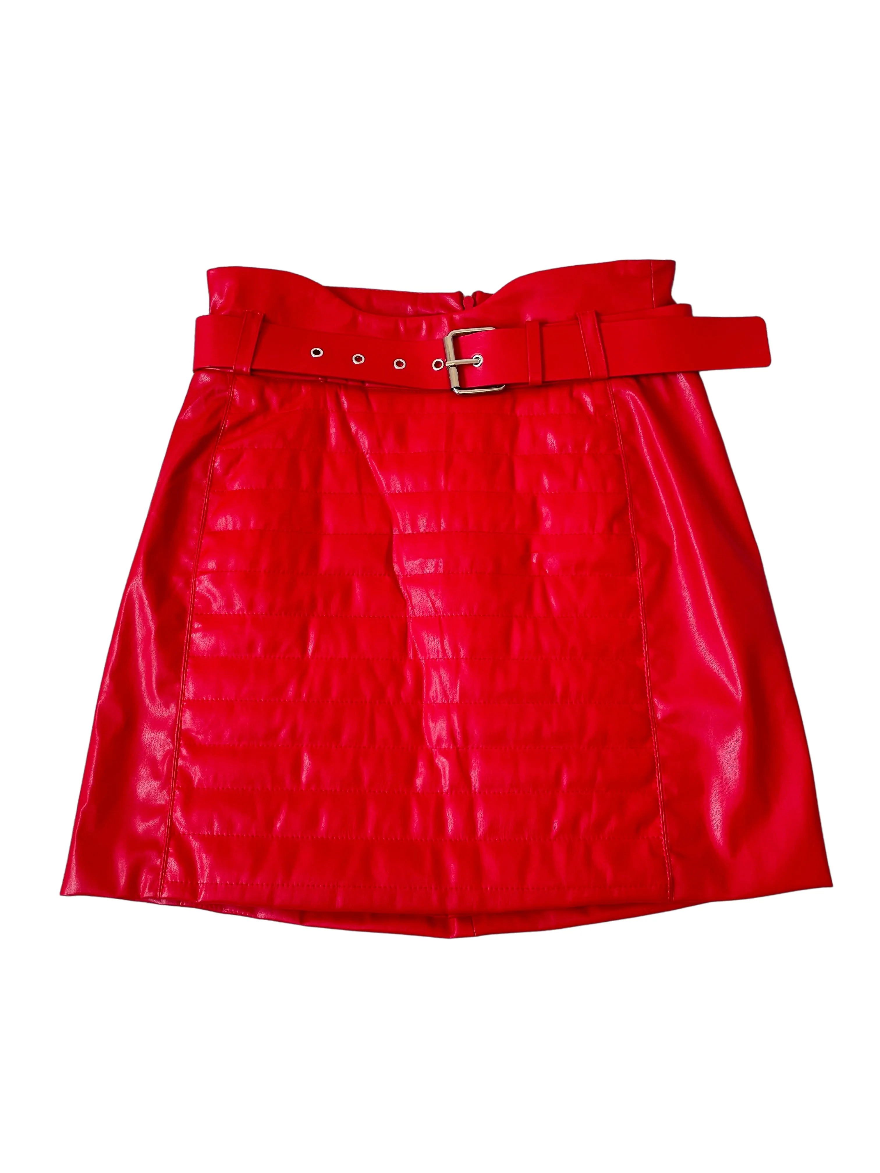 1960's Style Faux Red Leather Mini Skirt