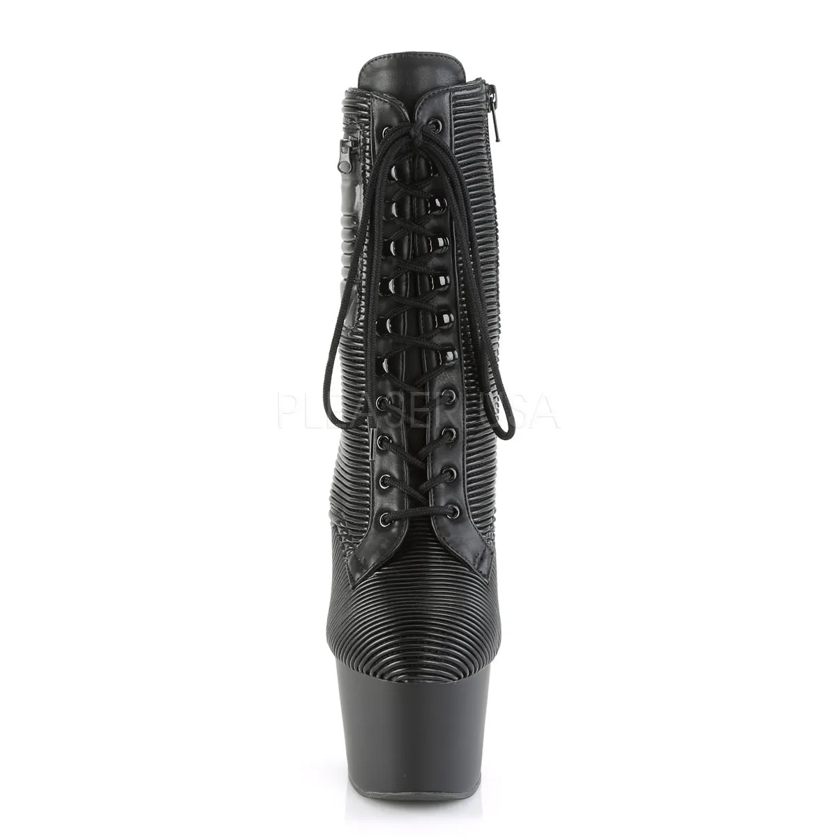 ADORE-1020PK  Black Quilted Faux Leather/Black Matte
