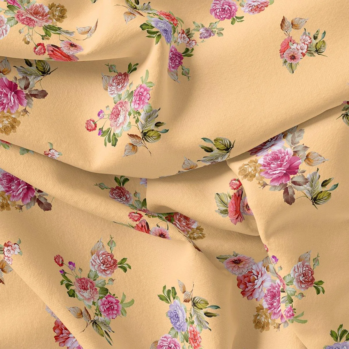 Bloom Pink Forest Flower Digital Printed Fabric - Muslin
