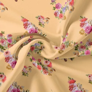 Bloom Pink Forest Flower Digital Printed Fabric - Muslin