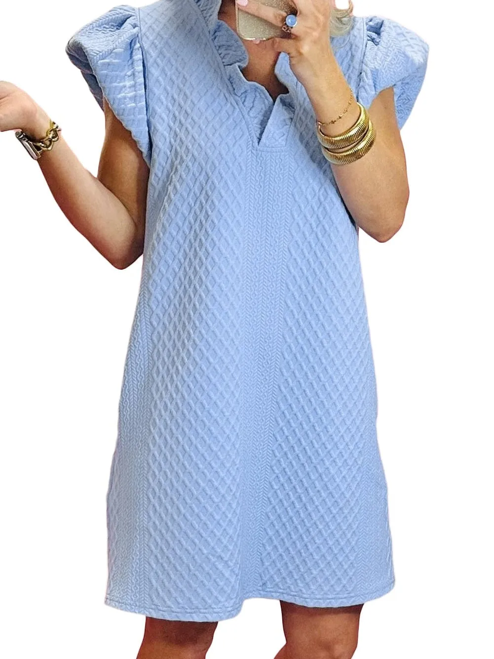 Blue Mini Dress with Pockets