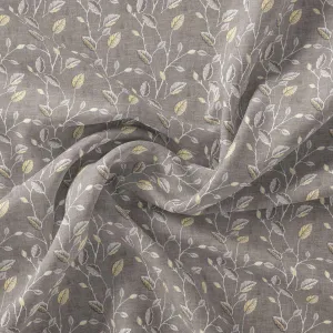 Brown Leaves With Stalk Digital Printed Fabric - Weightless