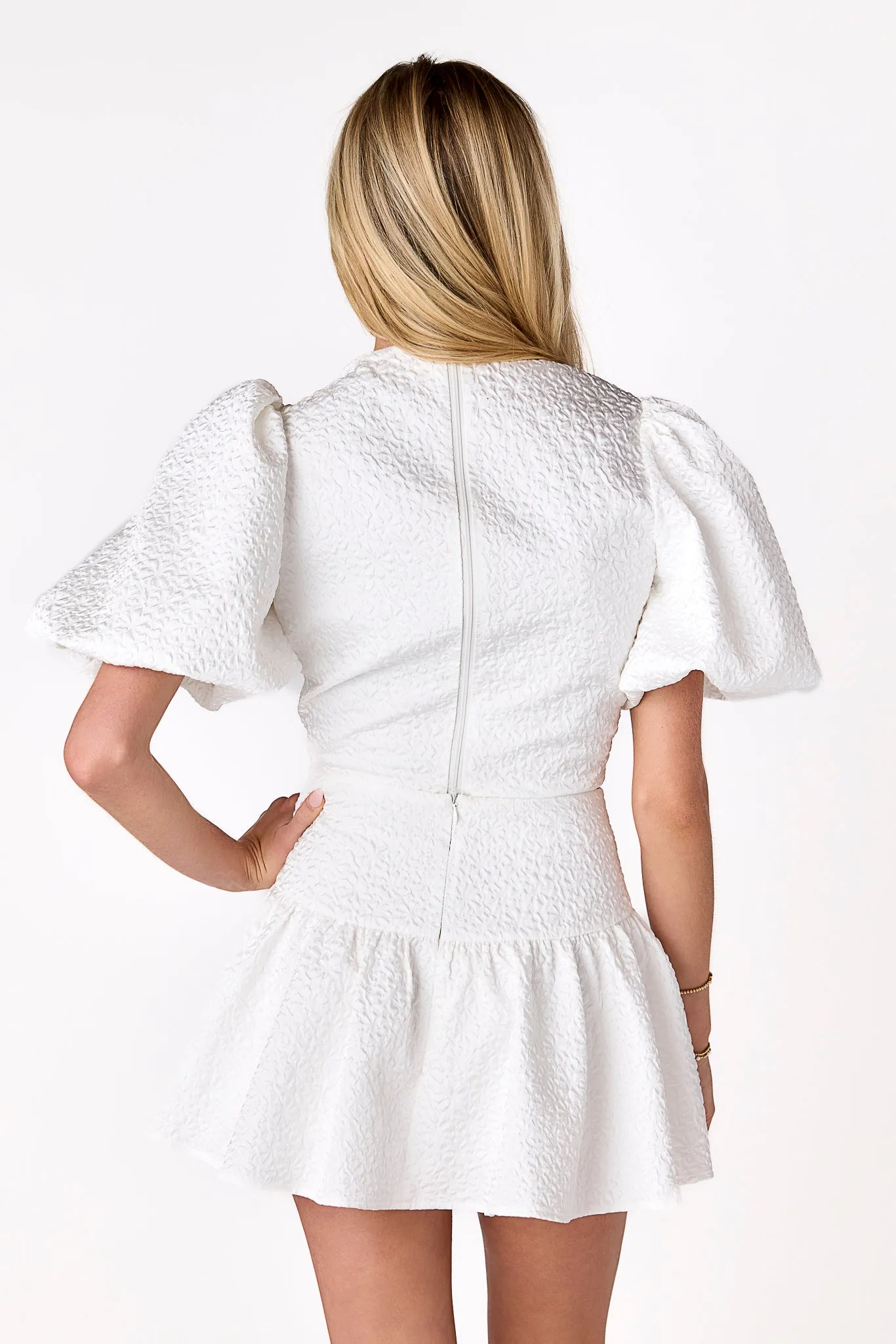 Callie Puff Sleeve Top White