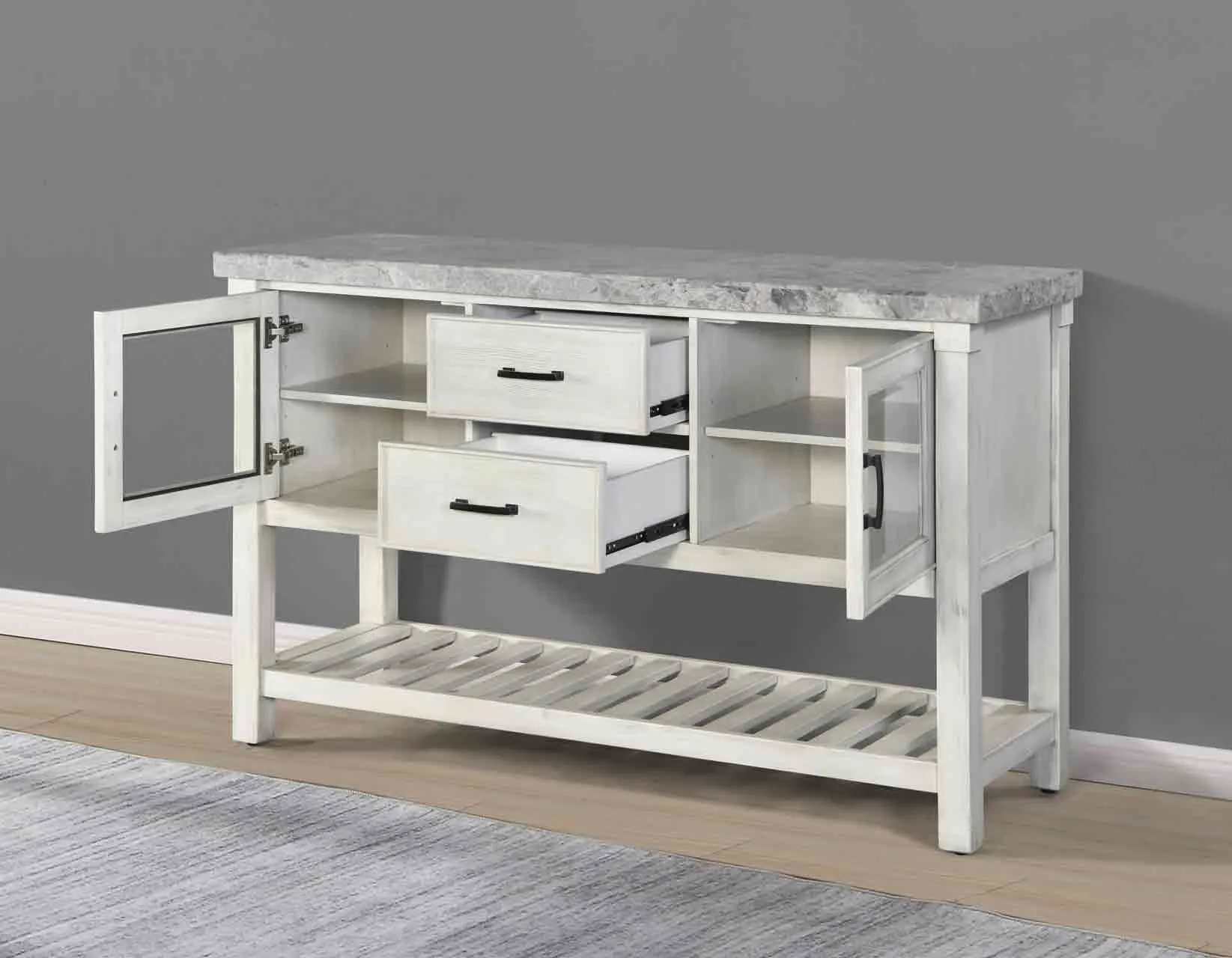 Canova 5-Piece 78-inch Gray Marble Dining Set(Table & 4 Side Chairs)