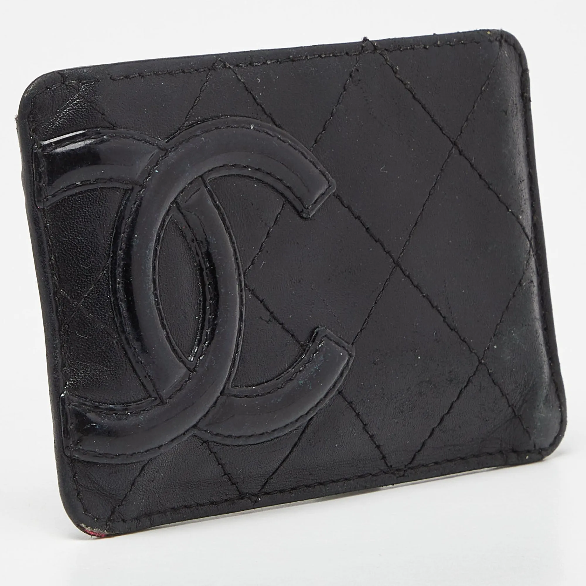 CHANEL Black Quilted Leather Cambon Ligne Card Holder