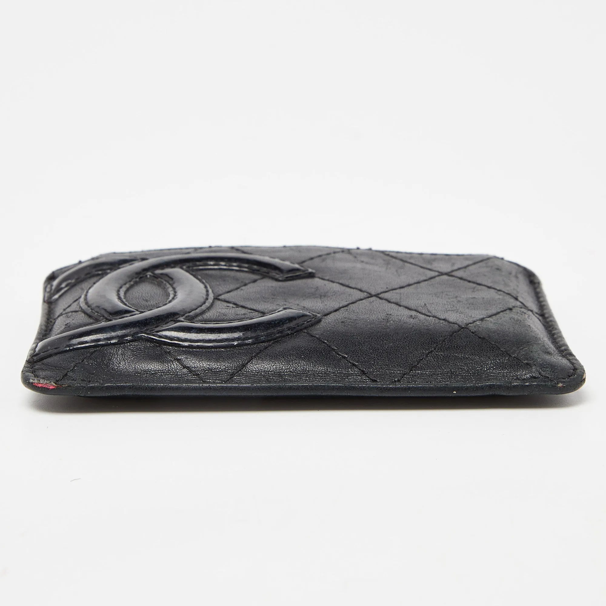 CHANEL Black Quilted Leather Cambon Ligne Card Holder