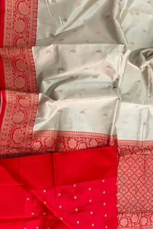 Elegant Off White Banarasi Silk Saree: A Timeless Classic