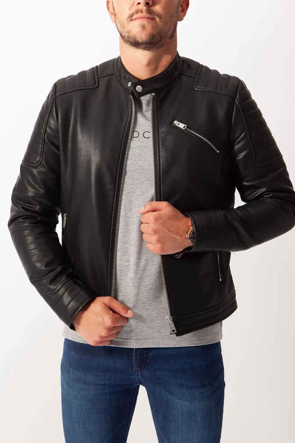 Empire Faux Leather Biker Jacket