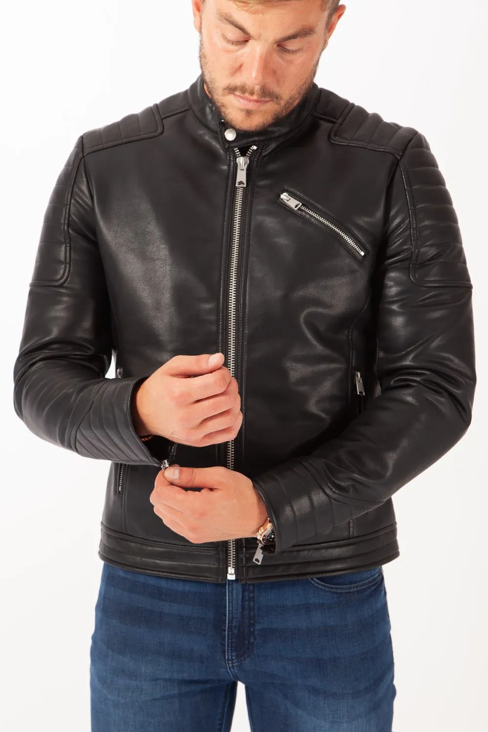 Empire Faux Leather Biker Jacket