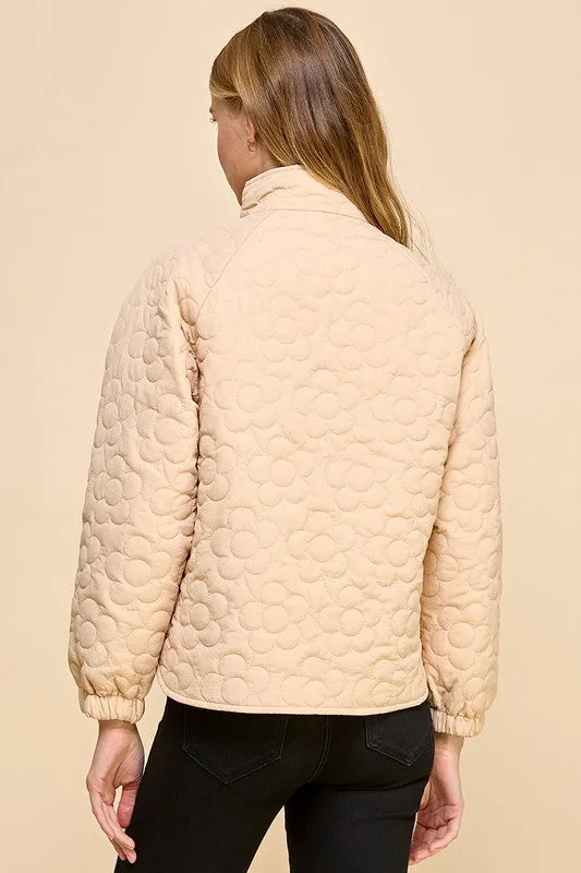 Floral Quilted Button Down Jacket
