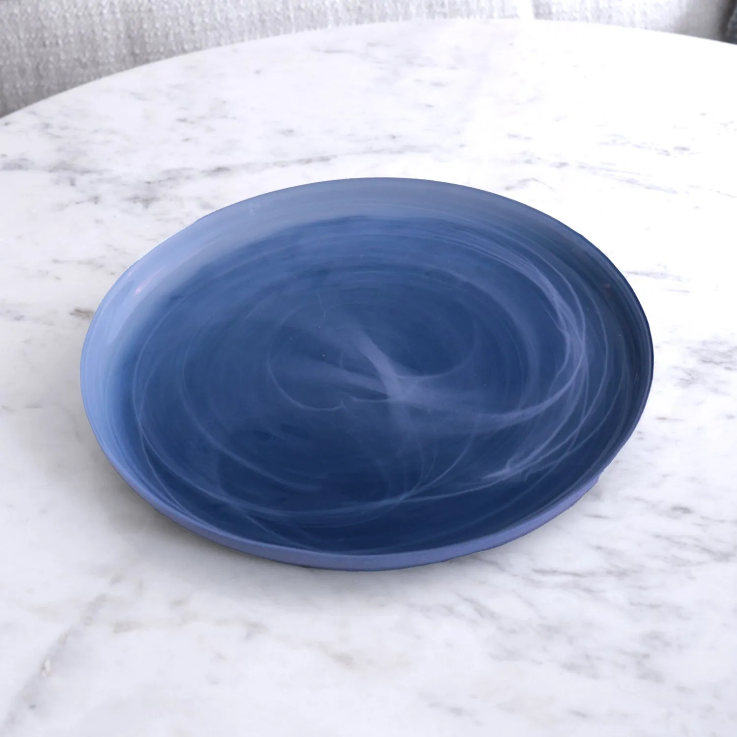 Glass New Orleans Swirl Medium Platter (Blue and White)