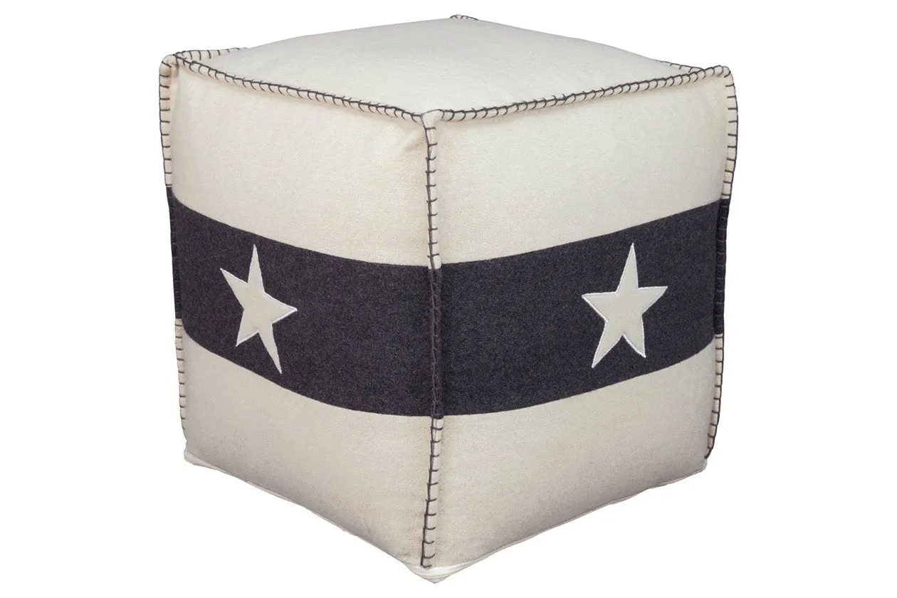 Leonardo White/Black Pouf