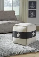 Leonardo White/Black Pouf