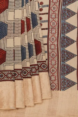 Mangalgiri Silk Ajrakh Printed Saree