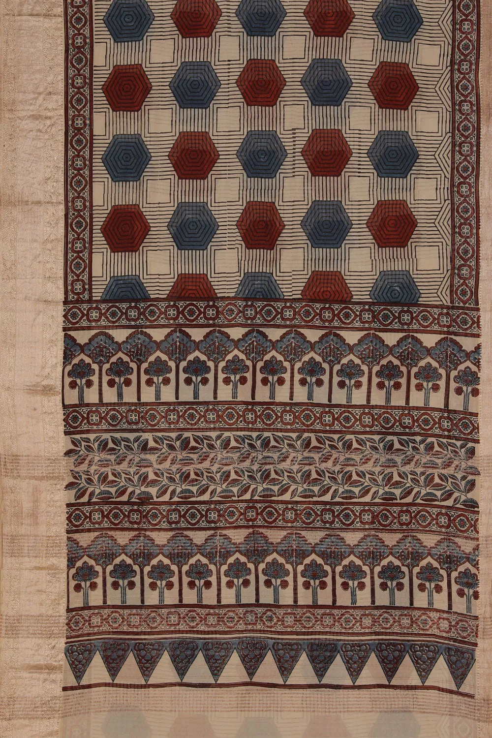 Mangalgiri Silk Ajrakh Printed Saree