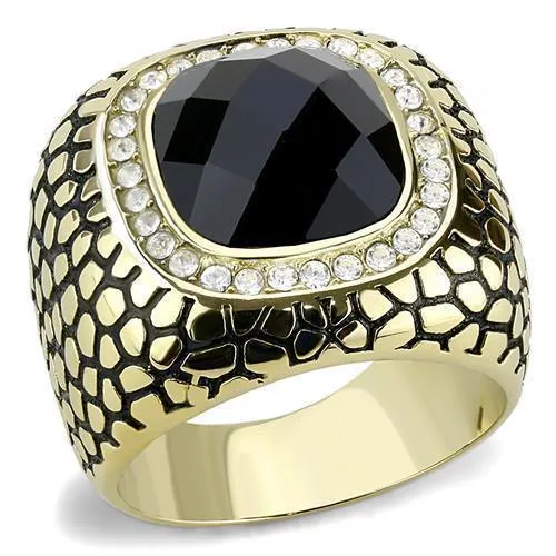 Mens Black Rock Pattern Stainless Steel Synthetic Glass