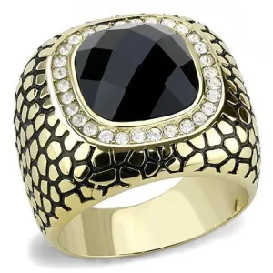 Mens Black Rock Pattern Stainless Steel Synthetic Glass