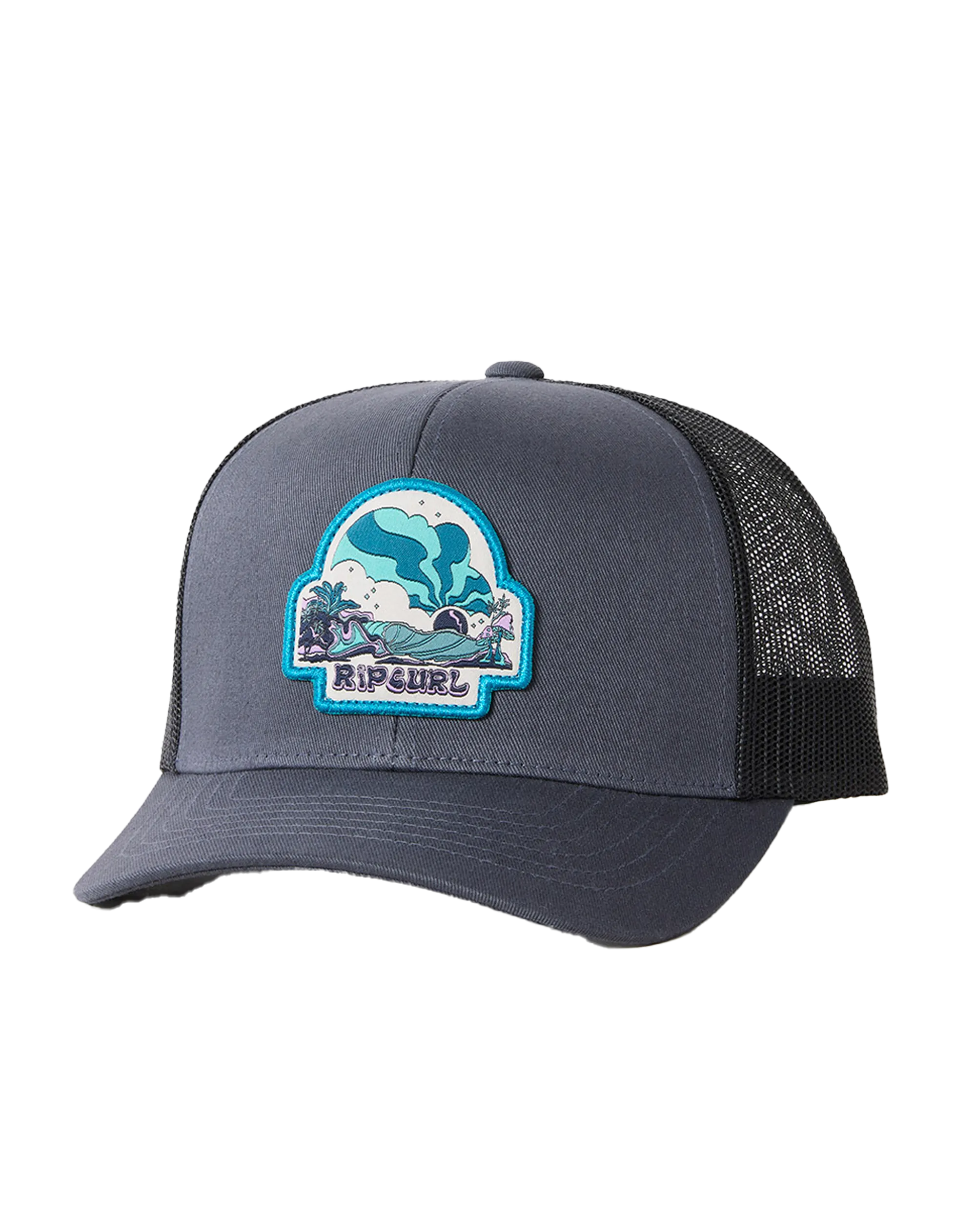 Mens Custom Curve Trucker Cap in Washed Black