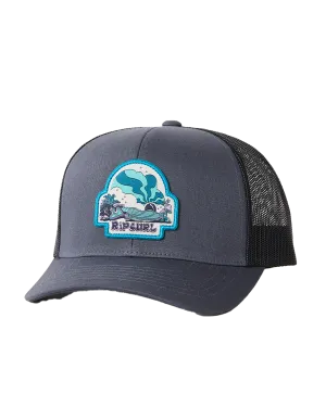 Mens Custom Curve Trucker Cap in Washed Black