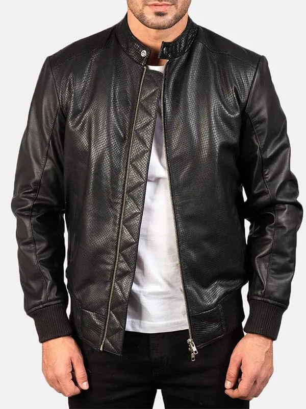Men's Leather Bomber Jacket