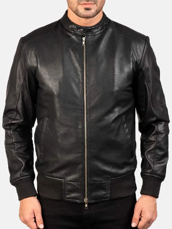 Men's Leather Bomber Jacket