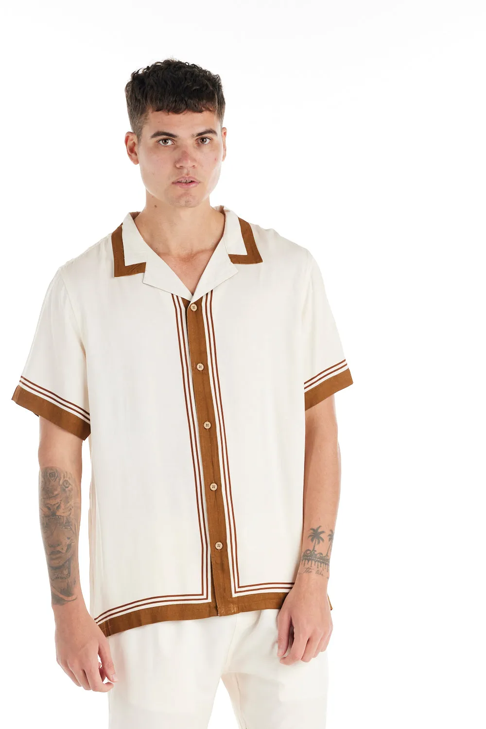nANA jUDY Mens Lewis Short Sleeve Shirt - Bone