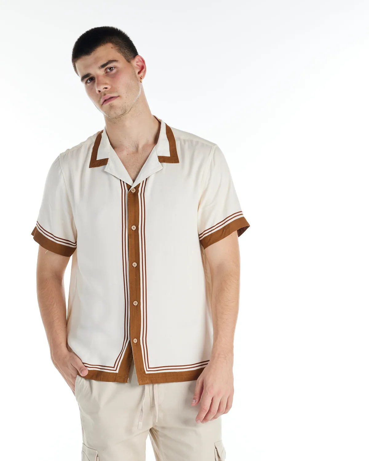nANA jUDY Mens Lewis Short Sleeve Shirt - Bone