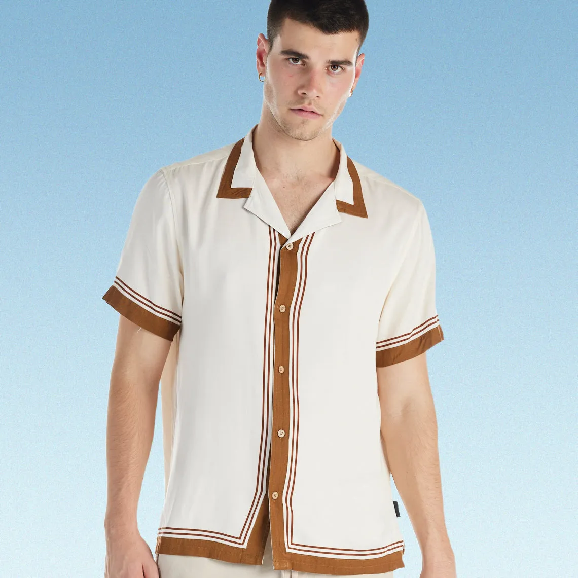 nANA jUDY Mens Lewis Short Sleeve Shirt - Bone