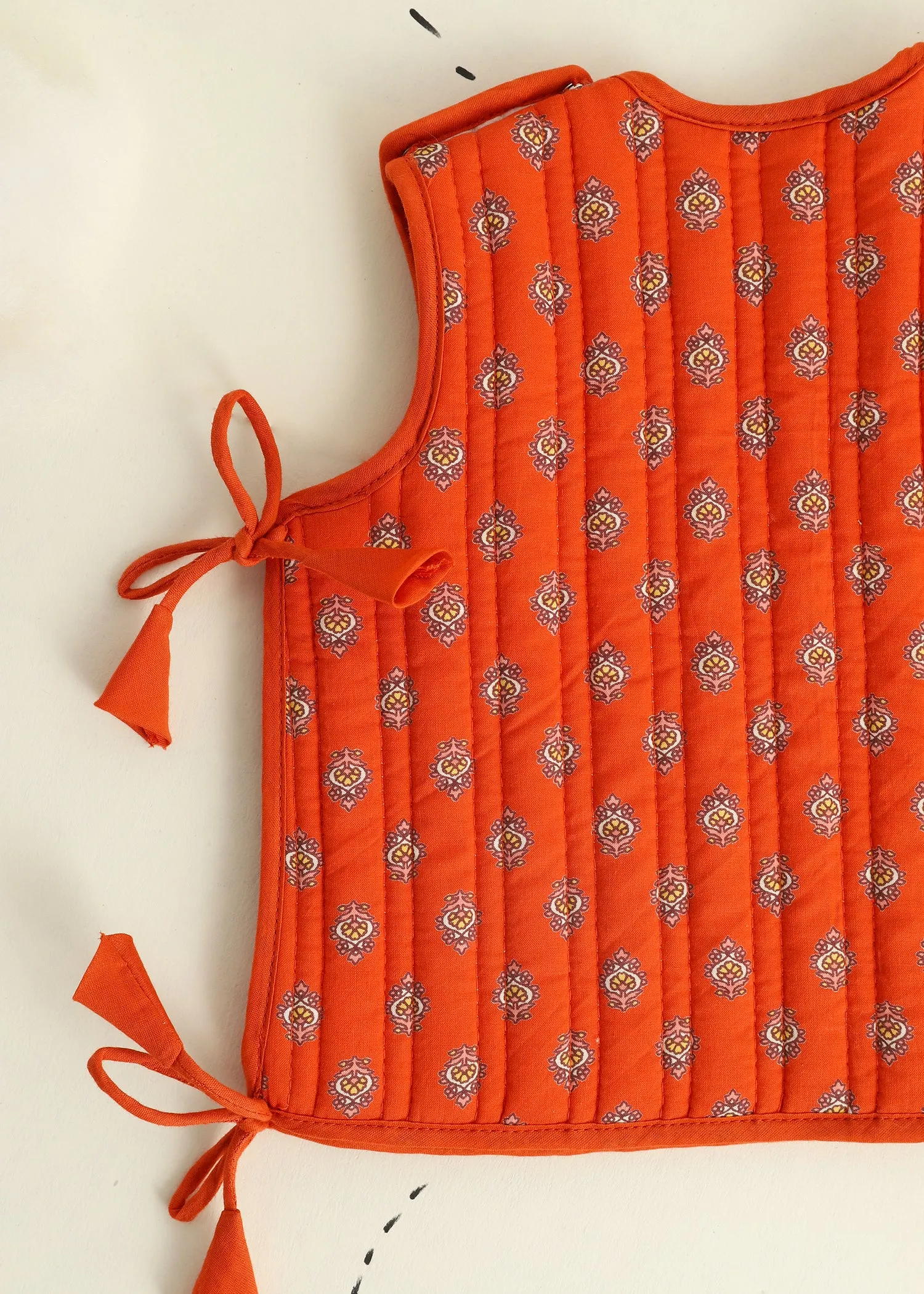 Orange Rhombus Quilted Cotton Reversible Dori Jacket Baby (0-6 M)