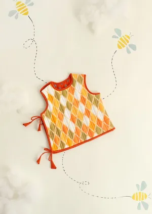 Orange Rhombus Quilted Cotton Reversible Dori Jacket Baby (0-6 M)