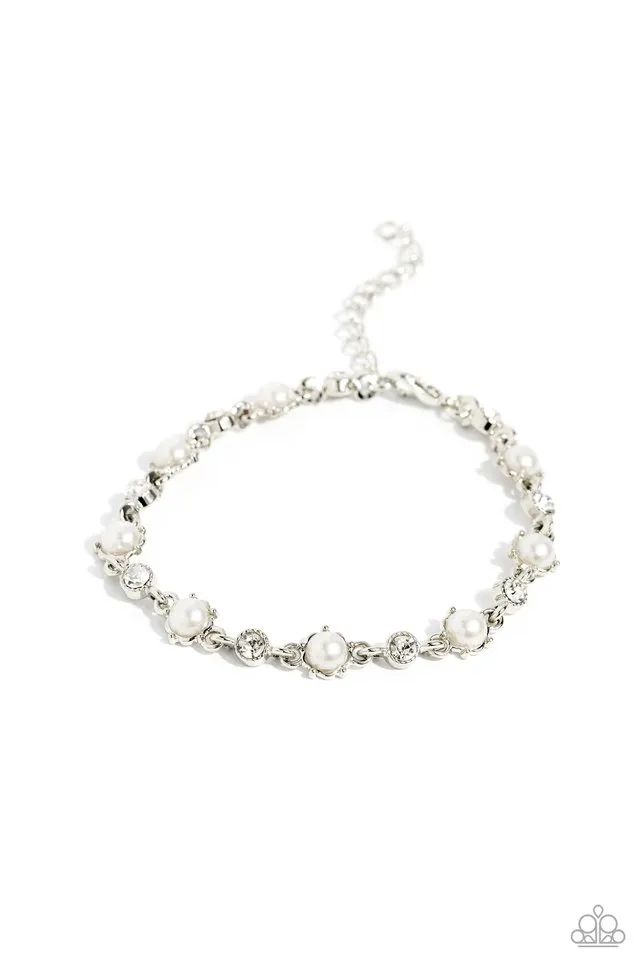 Paparazzi Bracelet ~ Particularly Pronged - White