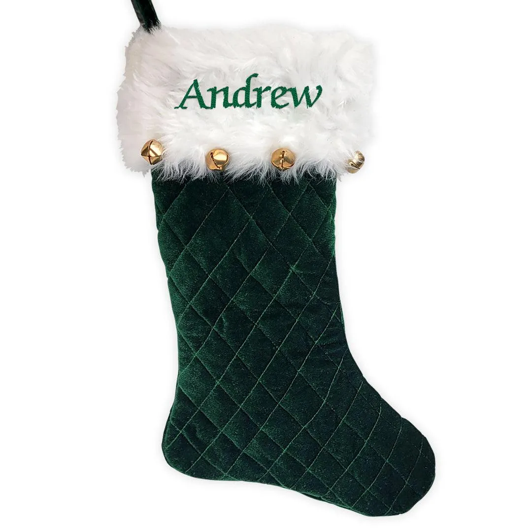 Personalized Any Name Green Quilted Stocking