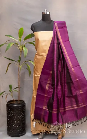 Purple checked kanchi silk dupatta