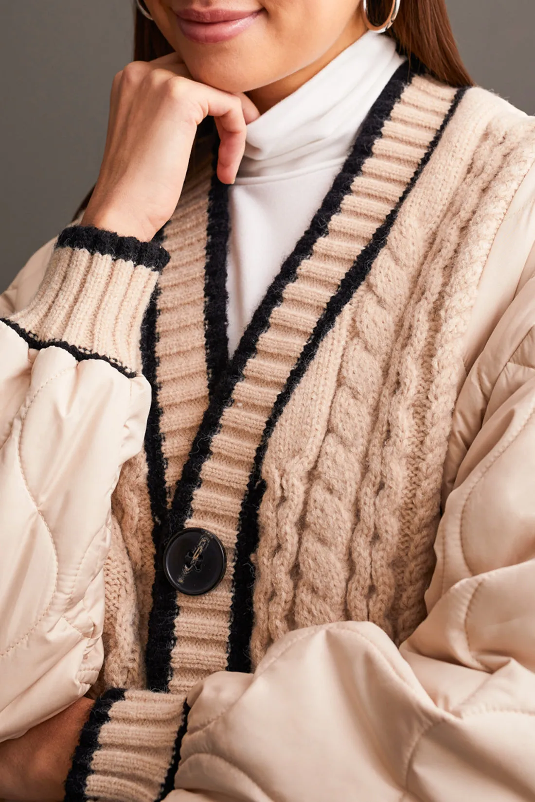 Quilted Cardigan Sweater Jacket