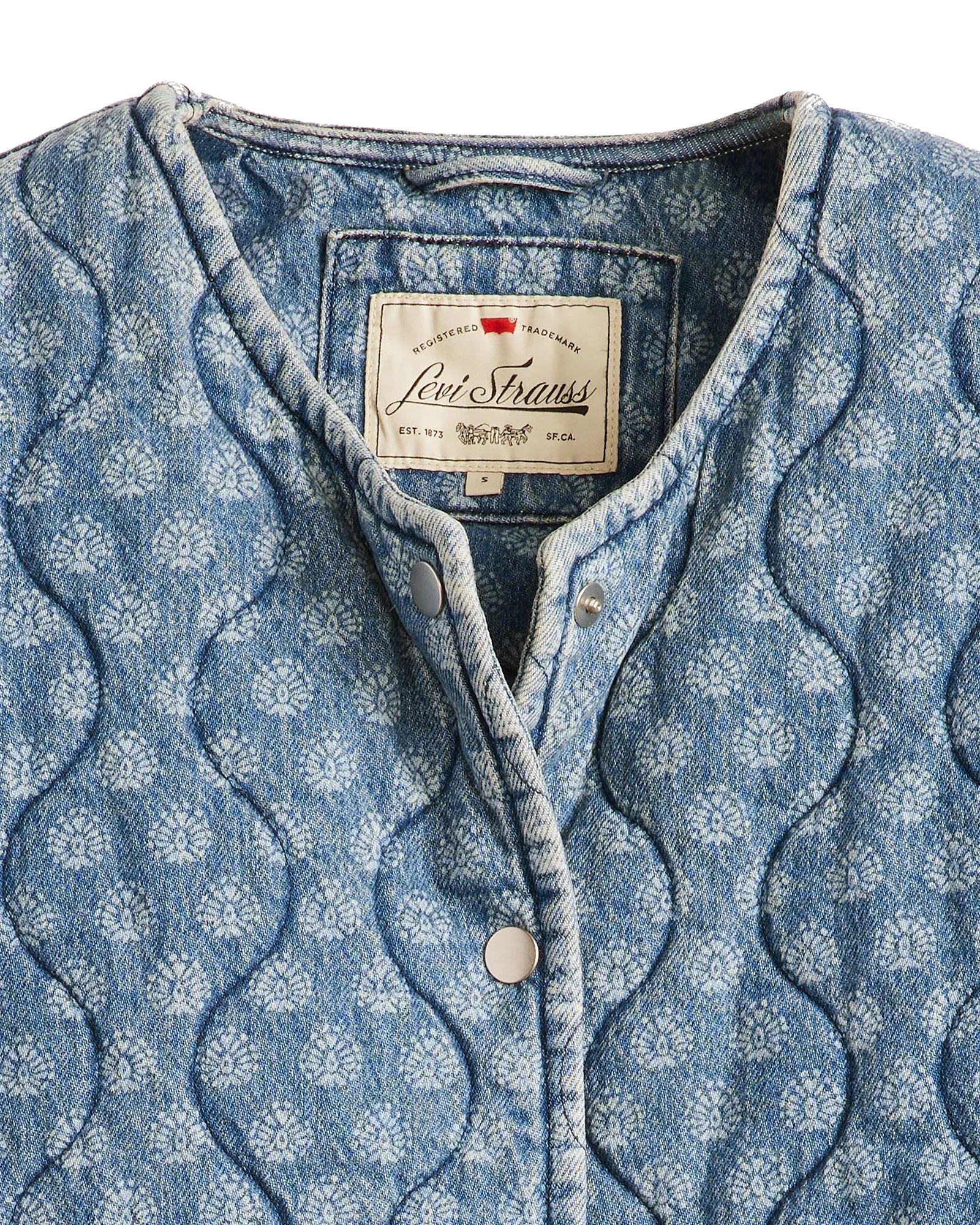 Rumer Quilted Liner Denim Jacket in Geo Denim