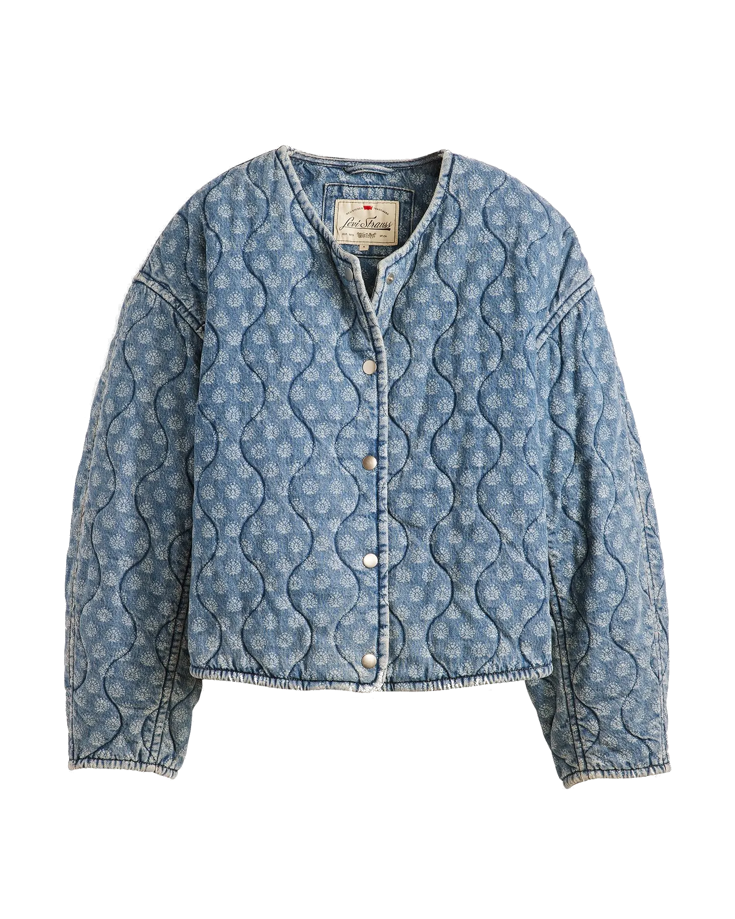 Rumer Quilted Liner Denim Jacket in Geo Denim