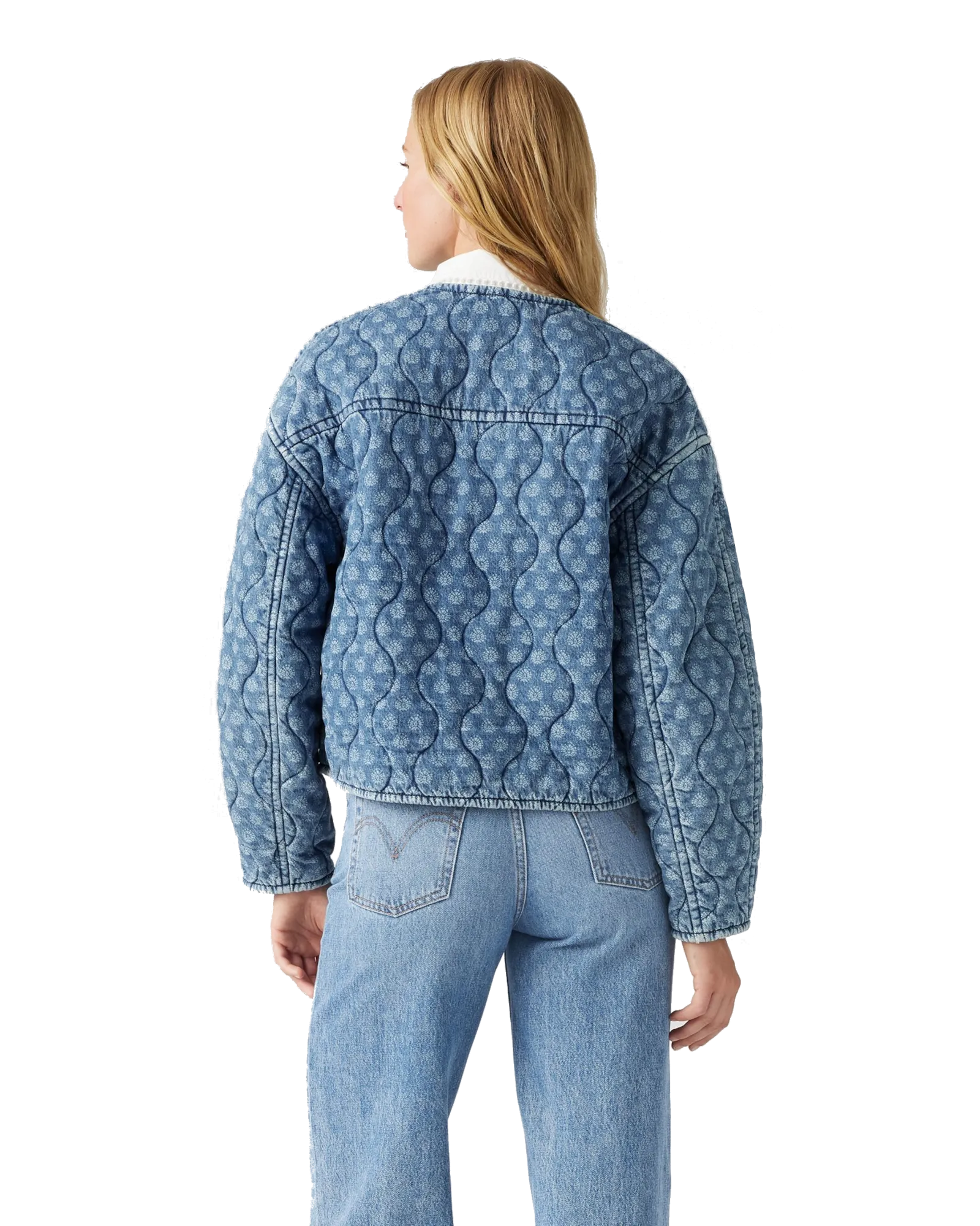 Rumer Quilted Liner Denim Jacket in Geo Denim