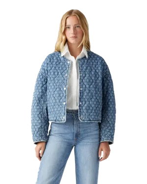 Rumer Quilted Liner Denim Jacket in Geo Denim