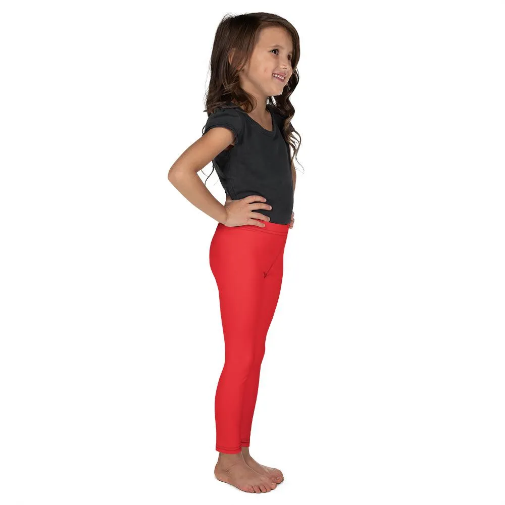 Solid Hot Red Kid's Leggings