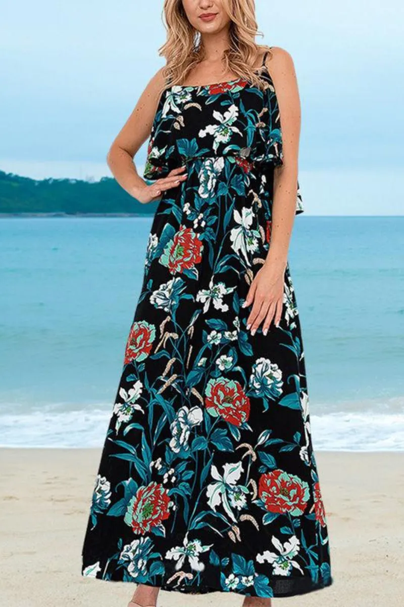 Tie Dye Stripe Casual Modern Plus Size Maxi Dress