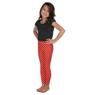 White Mini Hearts Red Kid's Leggings